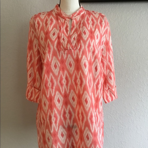 JM Collection Tops - JM collection size 16 Peach & white linen blouse